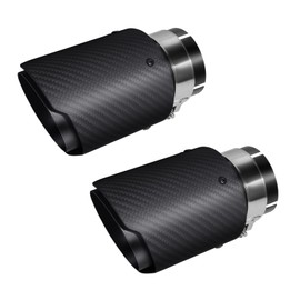 Vechkom 2.5 "Inlet 3.5" Outlet Exhaust Tips Exhaust Stainless Steel and Glossy Carbon Fiber Car Exhaust Tip 6.6" Length Universal for Vehicles with 2.5" O.D.(Matt All Black)2PCS