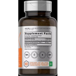 Vitamin K2 MK7 with D3 Supplement | 180 Softgels | D3 5000 IU | by Horbaach
