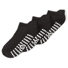 GM Apparel- 3 Pairs Boys Kids Gripper Socks Non Slip Trampoline with Grippy Sole - Dance Gym Sports Trainer Liner Low Cut Ankle Socks with Heel Protection, Indoor (Black-4-6 UK)