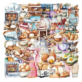 Bubaxuce Funny Baking Stickers 100 Pieces Realistic Transparent Bakery PET Labels Cute Waterproof Decals For Laptop Office Supplies Luggage Scrapbooking