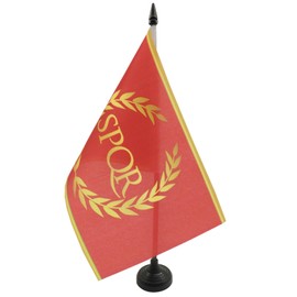 Roman Empire Table Flag 5'' x 8'' - Roman Empire Desk Flag 21 x 14 cm - Black plastic stick and base - AZ FLAG