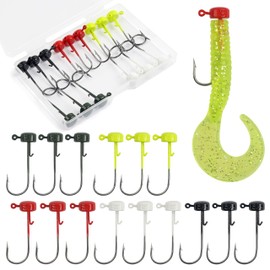 Ned Rig Mushroom Jig Heads Kit, 15pcs Finesse Shroom Head Jig Hooks for Soft Bait Lures Bass Crappie Jig Heads Fishing Hooks for Freshwater Saltwater 2.8g 3.5g 4.6g