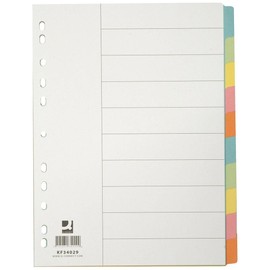Divisori colorati Q-Connect con indice scrivibile formato A4 in cartoncino manilla - 10 fogli - KF34029