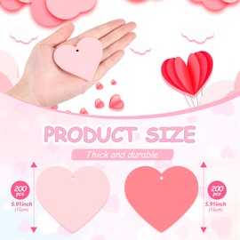 Boao 400 Pcs Heart Cutouts Paper Valentine's Day Cutouts Heart Shaped Paper Decorations for Bulletin Board Classroom School Project Supplies (Light Pink,Pink,5.91 Inch)
