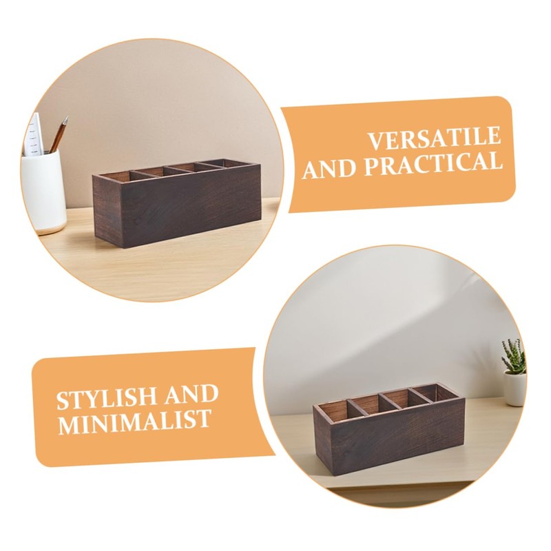 COHEALI Cosmetic Storage Box Wooden Makeup Brush Holder Organizer Desktop
