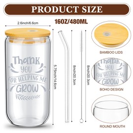 Pinkunn 12 Set Teacher Appreciation Gifts Bulk Teacher Gifts for Women Glass Cups 16oz Can Shaped Beer Glass with Lids Straws Brushes Back to School Teacher Christmas Birthday Gifts(Vivid)