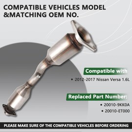 ZAIGANMA Rear Catalytic Converter Compatible with 2012 2013 2014 2015 2016 2017 Nissan Versa 1.6L, Replace No.#20010-9KK0A,20010-ET000, Direct-fit(EPA Compliant)