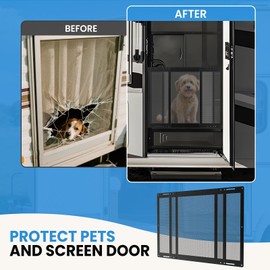 RVSNAIL Upgraded Steel RV Screen Door Protector Grille - Lightweight Adjustable Guard for Dogs, Fits Door Width 18.11"–31.5", Perfect for RV, Camper