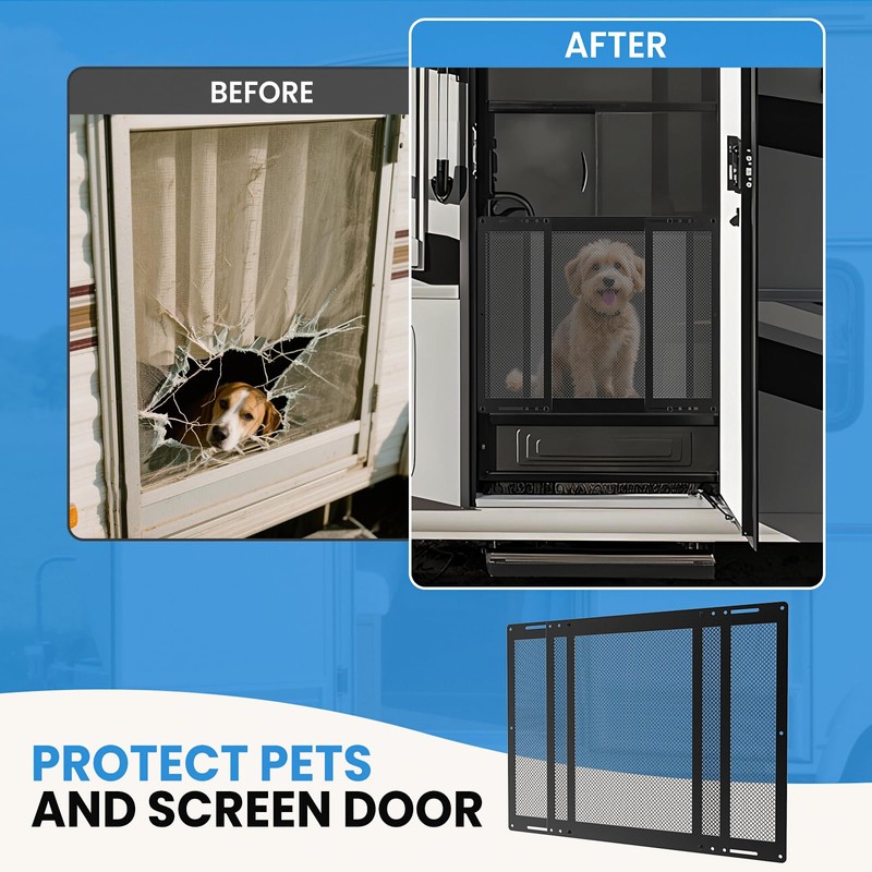 RVSNAIL Upgraded Steel RV Screen Door Protector Grille - Lightweight