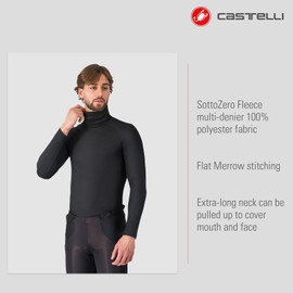 CASTELLI Men’s Flanders 2 High Neck Warmer Baselayer, Warm Cycling Apparel with Neck Warmer for Cold Road Cycle & Bike Rides - Black - Large