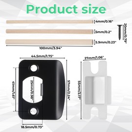 Matte Black Door Strike Plate for Interior Doors,Standard Door Strike Plate with Shim Adjustable Security Reinforcement Plates Doors Latch Extender Striker Exterior Restorer Kit for Home