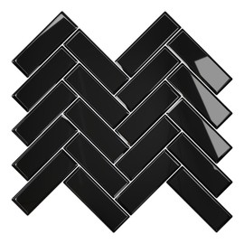VEELIKE 24-Sheets White Herringbone Peel and Stick Backsplash 12''x12'' White Backsplash Stick on Tiles for Kitchen Bathroom Tiles Peel and Stick Waterproof Wall Tiles for Shower Walls Fireplace