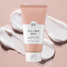 HAPPY BATH Tea Tree Facial Cleanser, Exfoliating BHA Face Wash with Salicylic Acid&Tea Tree Extracts, Combination to Oily Skin, Korean Foaming Face Cleanser, Gentle Formula for Daily Use, 5.29 Fl Oz.