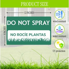 ULVEOL 3 Pack 12x8 Inches Do Not Spray and Do Not Trim Yard Sign with Metal Stake - Green Bilingual Double Sided Do No Trim Signs for Outdoor - Plastic Neighborhood Street Caution Yard Signs