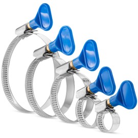 Poppstar 25x Hose Clamps with Wing Nut Stainless Steel Clamping Range 10-70 mm W2 Quality Blue