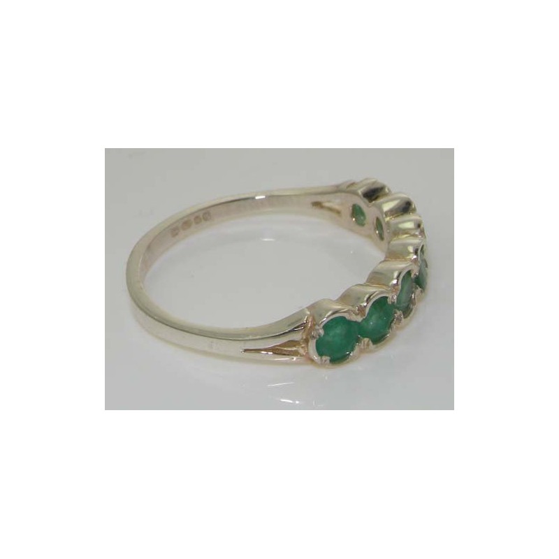 Luxury Solid Sterling Silver Vibrant Green Natural Emerald Eternity Ring