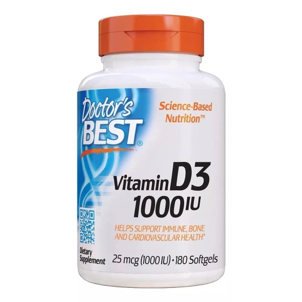 Doctor's Best Vitamina D3 Ayuda Corazon Huesos 1,000iu 180 Tabletas Eg D53