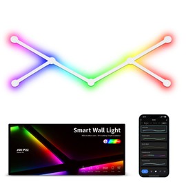 KOBAIBAN Smart Wall Light Lines, WiFi RGB LED Light Bars, 16M+ Color Dimmable Music Sync DIY Home Decor Light Bars for Gaming Party Streaming Lovers, Work with Alexa & Google Assistant (6 Lines,White)