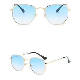 WDZAYXC Classic Polygonal Embossed Design Sunglasses with Metal Frame for Men and Women, UV Protection, Silver/black
