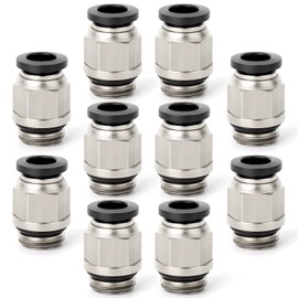 ERGAOBOY PC6-02 Male Thread 6 mm Pipe AD x 1/4 Inch BSP Thread Push In Quick Coupling with Sealing Ring Fittings Pack of 10