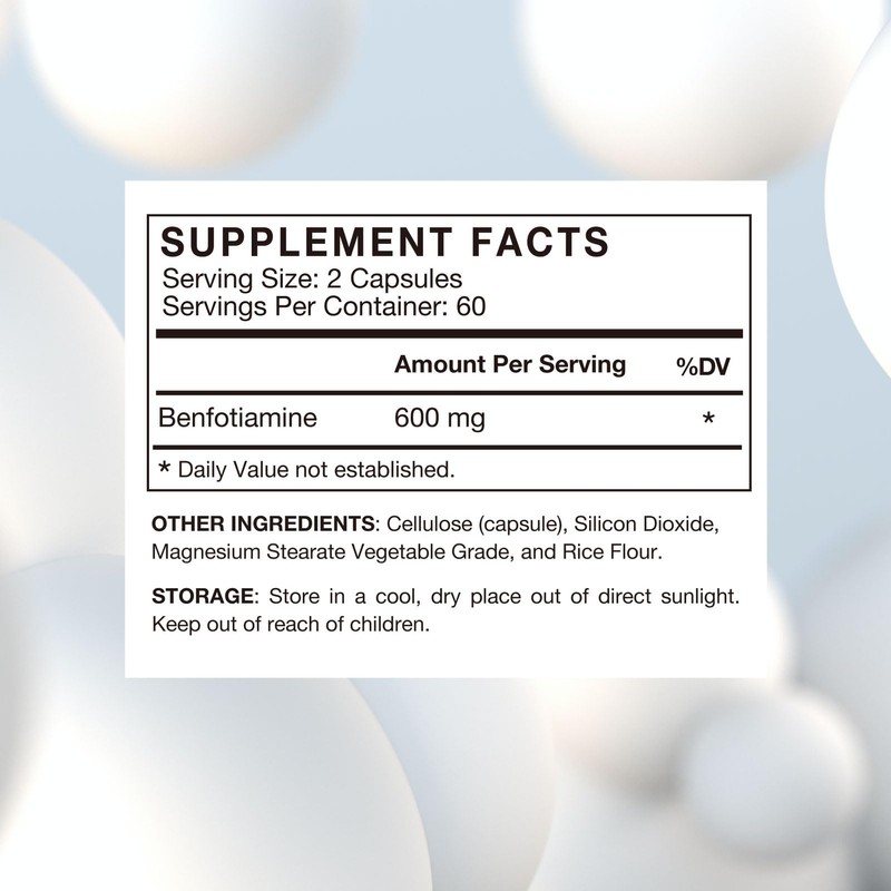 VHC Vitamin B1 Benfotiamine 600mg Supplement- 5X Time Fat-Soluble Thiamine
