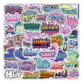 Cool Word Stickers,60 Pack Trendy Cool Graffiti Word Waterproof Stickers for Teens Adults,Water Bottle,Skateboard,Journal,Laptop,Skateboard,Decal Graffiti Patches,Autocollant Enfant