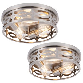 piano7797 Brushed Nickel Flush Mount Ceiling Light Fixtures,3-Light Modern Hallway Light Fixtures, 13 inch Light Fixture Ceiling Mount for Kitchen, Farmhouse,Bedroom 2 Pack