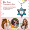 SHAOAN 925 Sterling Silver Star of David Turquoise Necklace for