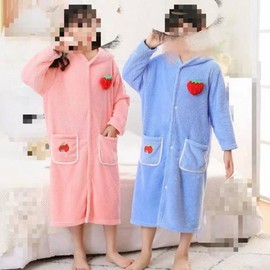 Kids' Hooded Beach and Bath Towel Robe - Wearable for Swimming Pink + S Size (Height 105-130 cm) 4ea