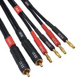 CESS-152-3f Banana Plug to RCA Cable, Phono Banana Speaker Cable, 2 Channels (12AWG 3 Feet)