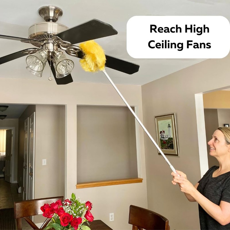 Evelots Ceiling Fan Blade Brush Cleaner - Long Extension Pole