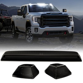 LUDARM LED Cab Roof Light Compatible with Silverado Sierra 2500HD 3500HD 2020-2025 Pickup Truck Cab Clearance lights 3PCS White Light Smoke Lens