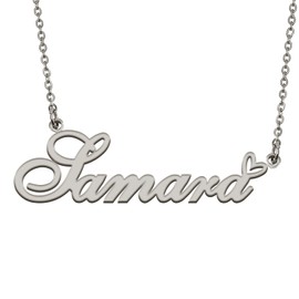 HUAN XUN Name Necklace with Heart Silver Letter Pendant Gifts Custom Name Necklace for Girls Samara