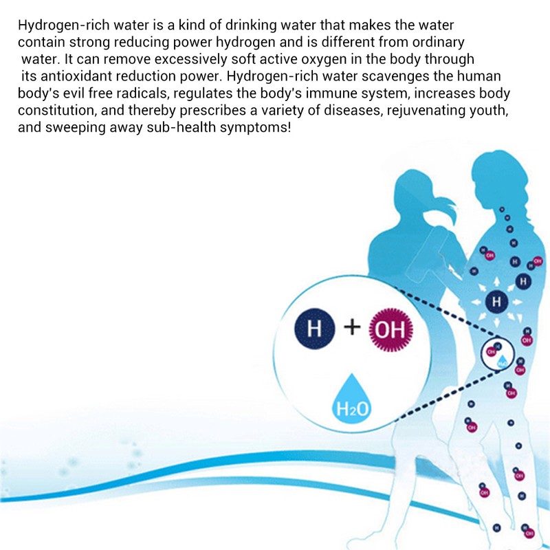 Portable 500ml Hydrogen Rich Water Bottle Alkaline Generator LED Healthy