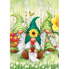 Toland Home Garden 1112742 Gardening Gnomes Spring Flag, Double Sided for Outdoor House Yard Decoration