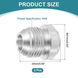 sourcing map 2Pcs Male 8AN Weld on Bung Fitting, Aluminum Alloy Flare Union Coupler for Automotive Replacement Fuel System Fittings, Silver