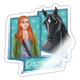 Spreadshirt Ostwind Mika and Ostwind Tile Horse View Sticker Max. 10 x 10 cm 10 x 10 cm Glossy White