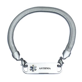 Pre-Engraved Chevron Pattern "Asthma" Medical ID Bracelets for Women