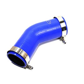 TenkeAuto High Performance 4-Ply Reinforced 2.5"-3" ID 45 Degree Elbow Reducer Coupler Silicone Hose With T Bolt Clamp for Turbo/Intercooler/Piping (2.5"-3" Blue)