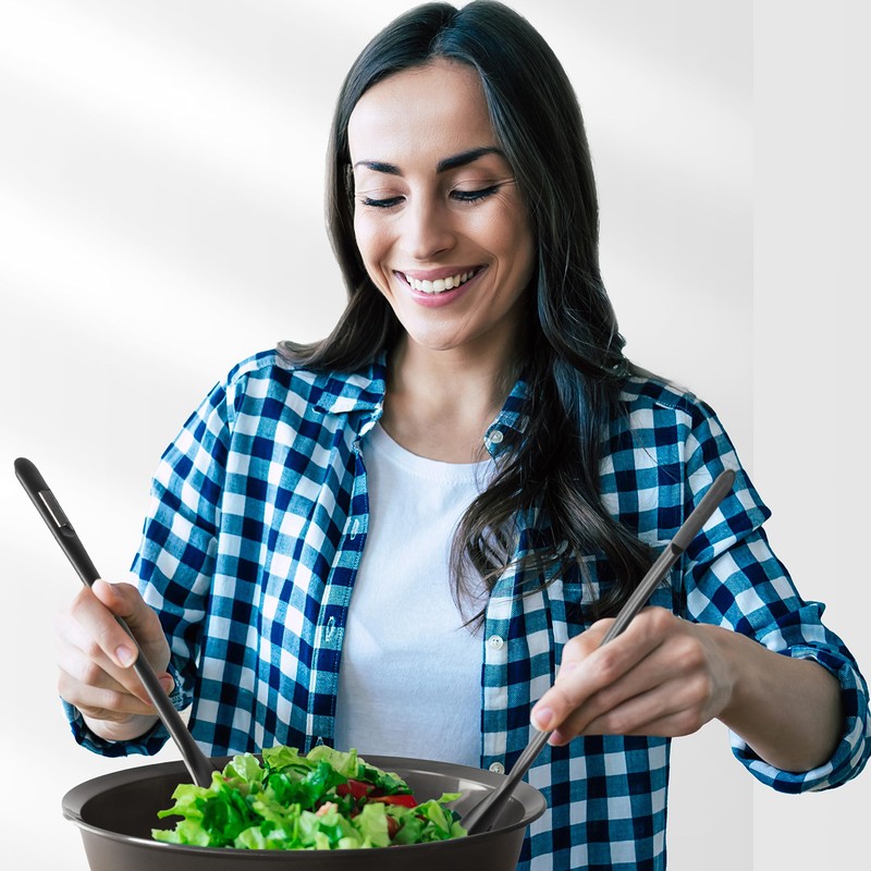 Hausfelder Salad Servers Black Two-Piece Salad Servers and Salad Tongs