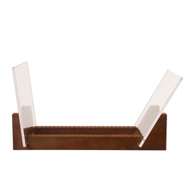 KAIU Vinyl Record Storage Holder - Solid Wood with Crystal Clear Acrylic Holder - Premium Design, Perfect 12" LPs or 7" Singles Display Unit - Stores and Supports up to 50 Albums (Vintage Brown)