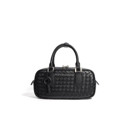 ArtsEye Genuine Leather Women's Bag, Cowhide Braided Design Handbag, 9713-black