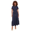 bestmobilephonecases Women's Short SLV Elastic Waist Tiered Shirtdress, Navy