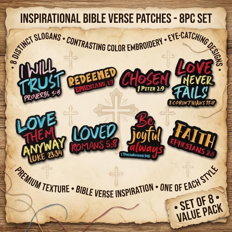 Religious Iron on Patches, Bible Verse Embroidered Appliques for Clothes