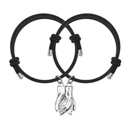 free-space Couple Magnetic Bracelets with Heart Attraction Bell Mutual Bracelets Couple Gifts for Boyfriend Girlfriend His Hers Women Men Lover Him Her Friendship (hold hands)