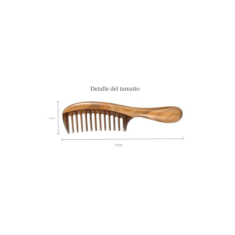 Peine de madera Louise Maelys con dientes anchos para cabello