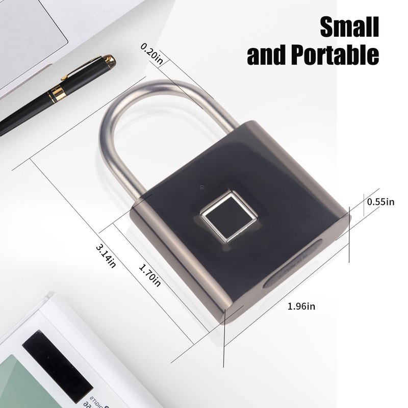 KENRONE Keyless Portable USB Charging Fingerprint Lock,Smart Padlock Quick Unlock