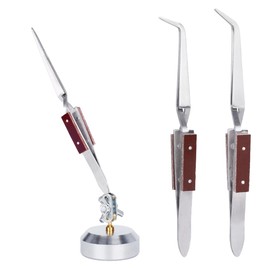 SHANGNIULU Cross Locking Tweezer, Reverse Tweezers for Crafting with 360°rotation Base, Third Hand Soldering Tool, Precision Fiber Grip Solder Tweezers for DIY Repairing (3PCS)