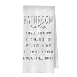 XIVENHAVM Funny Hand Towels for Bathroom, Boho Bathroom Rules Waffle Weave Decorative Hand Towels for Washroom Restroom Toilet Half Bath, 16x24 Inch