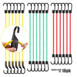 Cartman Adjustable Bungee Cords, 6 Pack 40 inch Adjustable Bungee Strap, 6 Pack 32 Inch, 6 Pack 24 Inch Bungee Cord with Hooks